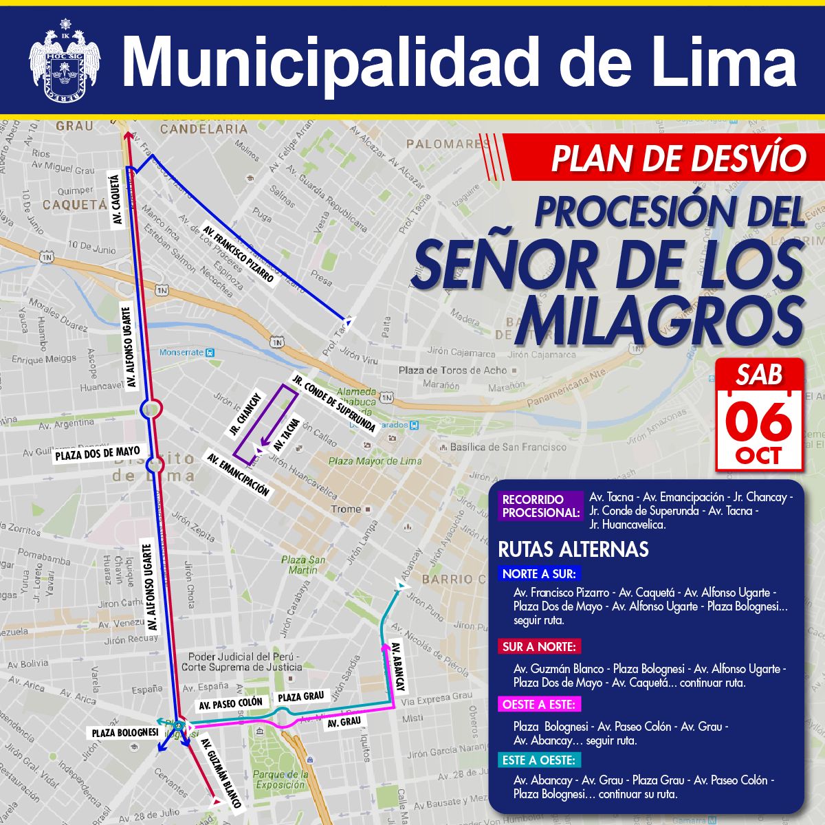 La comuna capitalina detalló que el acceso vehicular se restringirá parcialmente en las calles del Centro de Lima. (Difusión)