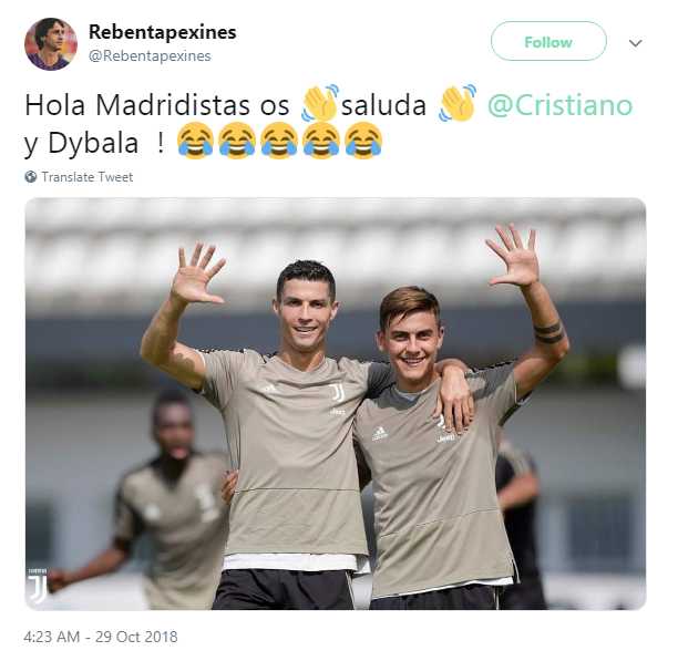 La imagen viral de Cristiano Ronaldo y Paulo Dybala. (Twitter)