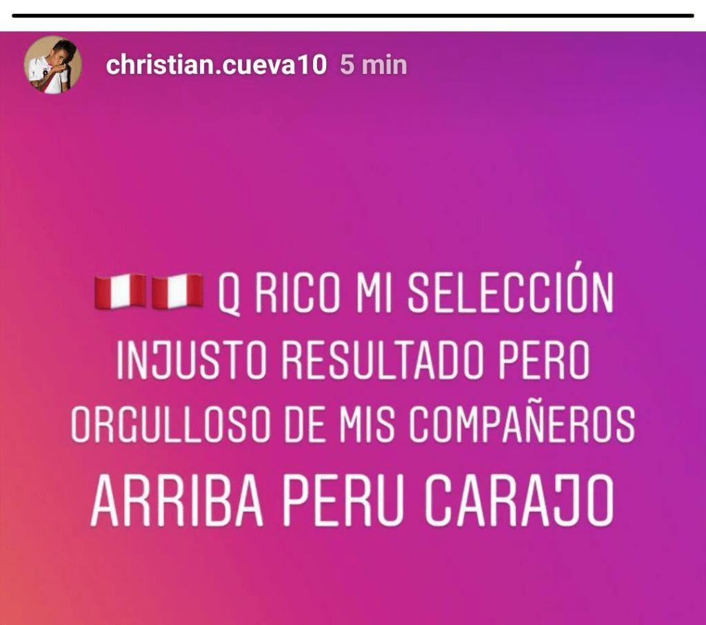 El mensaje de Christian Cueva tras la derrota de Perú (Foto: Instagram).