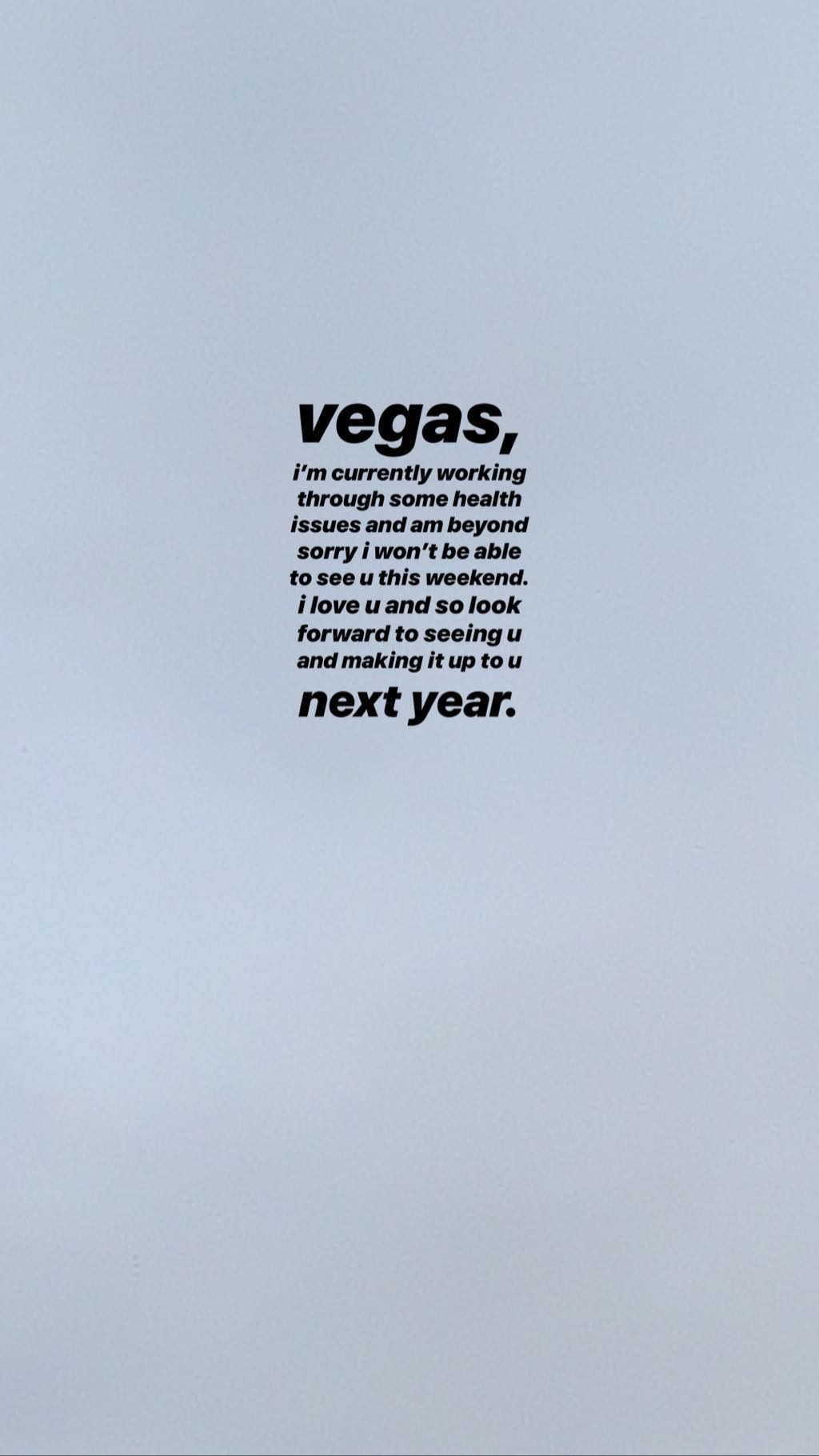 Ariana Grande cancela show en Las Vegas, Estados Unidos. (Foto: Instagram Stories)
