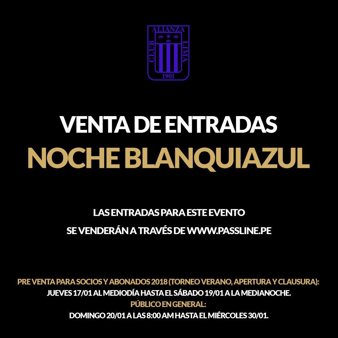 Alianza Lima iniciará este jueves la venta de entradas para la Noche Blanquiazul. (Foto: Alianza Lima)