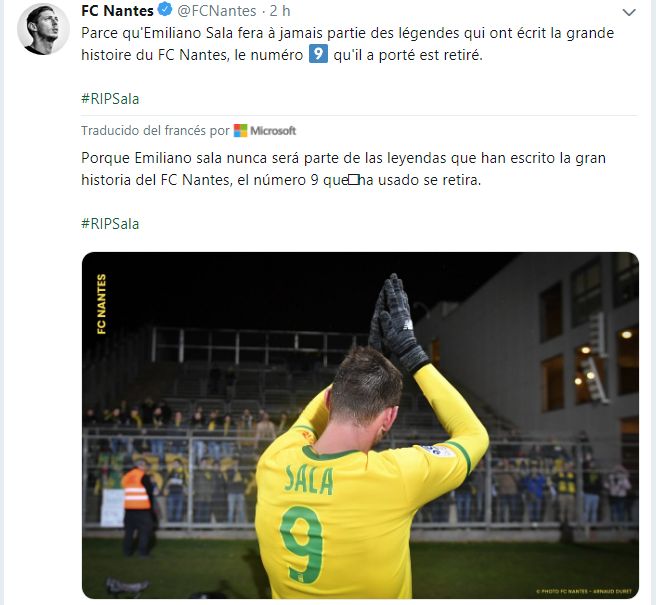 El anuncio de  Nantes por Emiliano Sala.