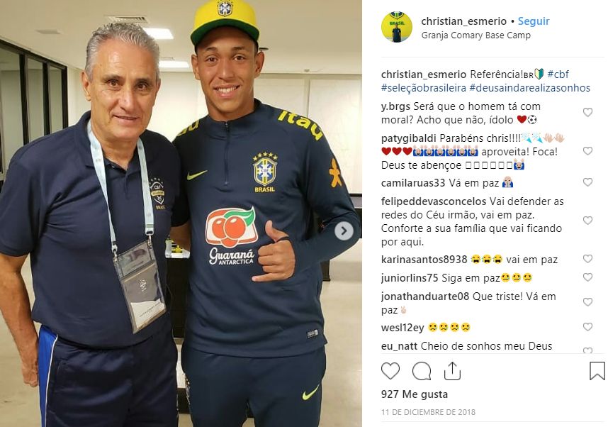 Christian Esmério, junto a Tite, entrenador de la Selección de Brasil. (Foto: Instagram)