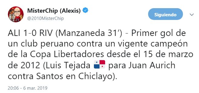 El recuerdo de Mister Chip sobre un logro de Juan Aurich. (Twitter)