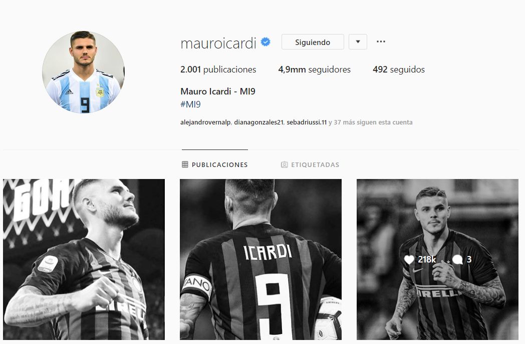 Las publicaciones de Icardi en Instagram.