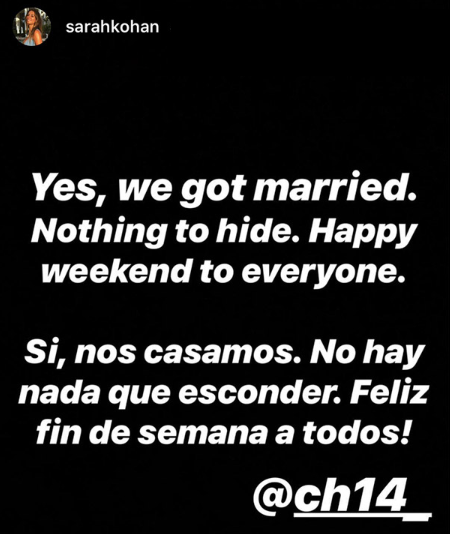 Javier 'Chicharito' Hernández se casó en secreto con Sarah Kohan (Foto: Captura de Instagram)