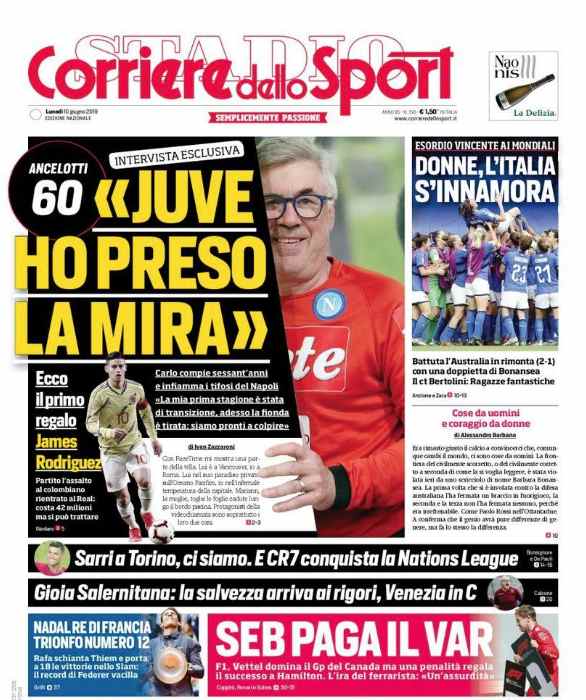 Corriere dello Sport informó sobre la posible llegada de James Rodríguez. (Foto: @CorSport)