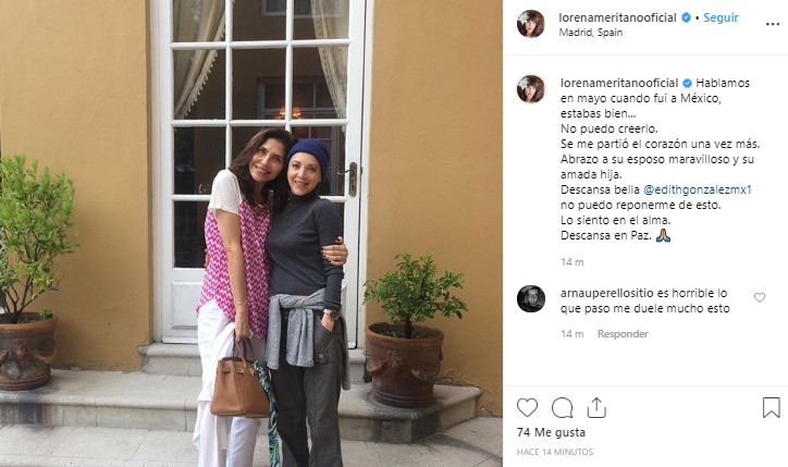 Lorena Meritano se despide de Edith González. (Foto: Instagram)
