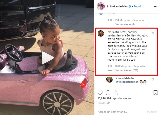 Khloé Kardashian responde a las críticas por los costosos regalos que le hace a su hija True Thompson. (Foto: Captura de Instagram)