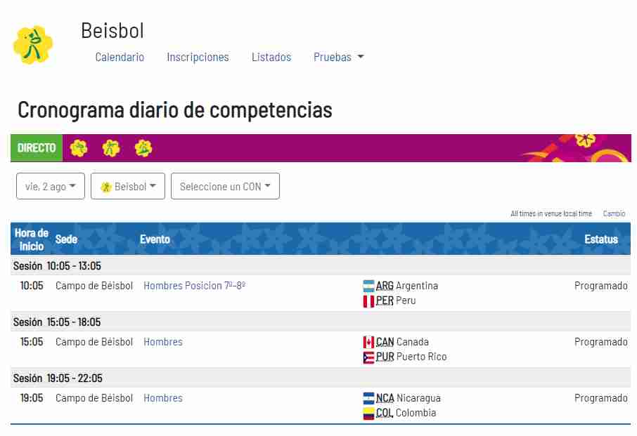 Sigue el programa de los Juegos Panamericanos. (Captura: Lima 2019)