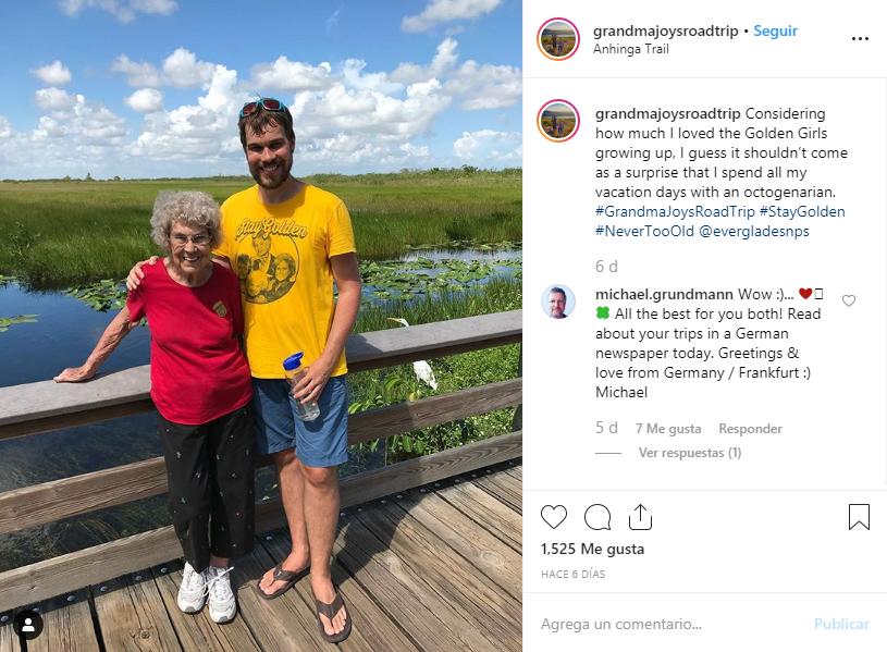 Joy Ryan viaja por todo Estados Unidos junto a su nieto Brand Ryan. (Instagram)