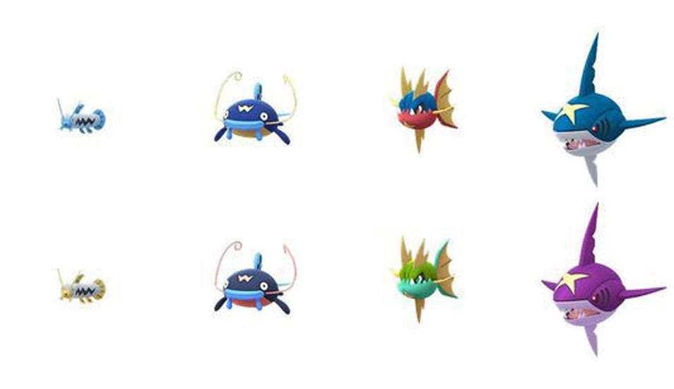 Carvanha, Sharpedo, Barboach y Whiscash aparecerán en su versión variocolor durante el evento del agua de Pokémon GO.
