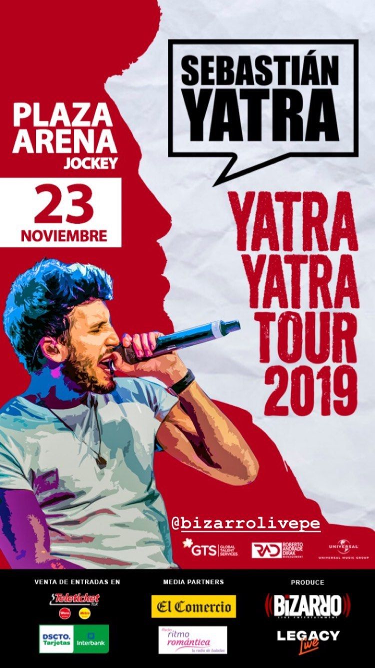 Este es el afiche oficial del show de Yatra en Lima.