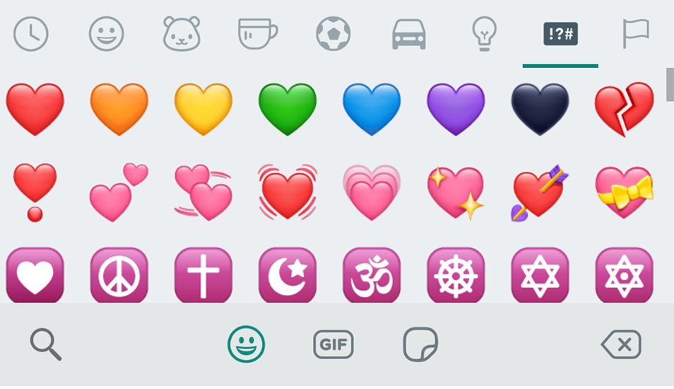 El emoji del corazón púrpura se encuentra en la sección de objetos de WhatsApp. (Foto: Captura)