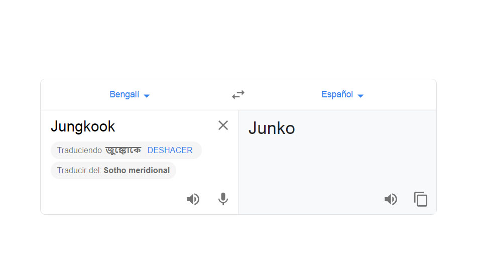 Este es el nuevo error de Google Translate sobre el cantante de BTS. (Foto: Google)