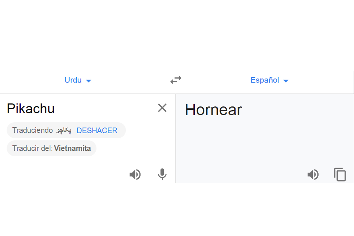 Esto es lo que dice Google Translate de 'Pikachu'.