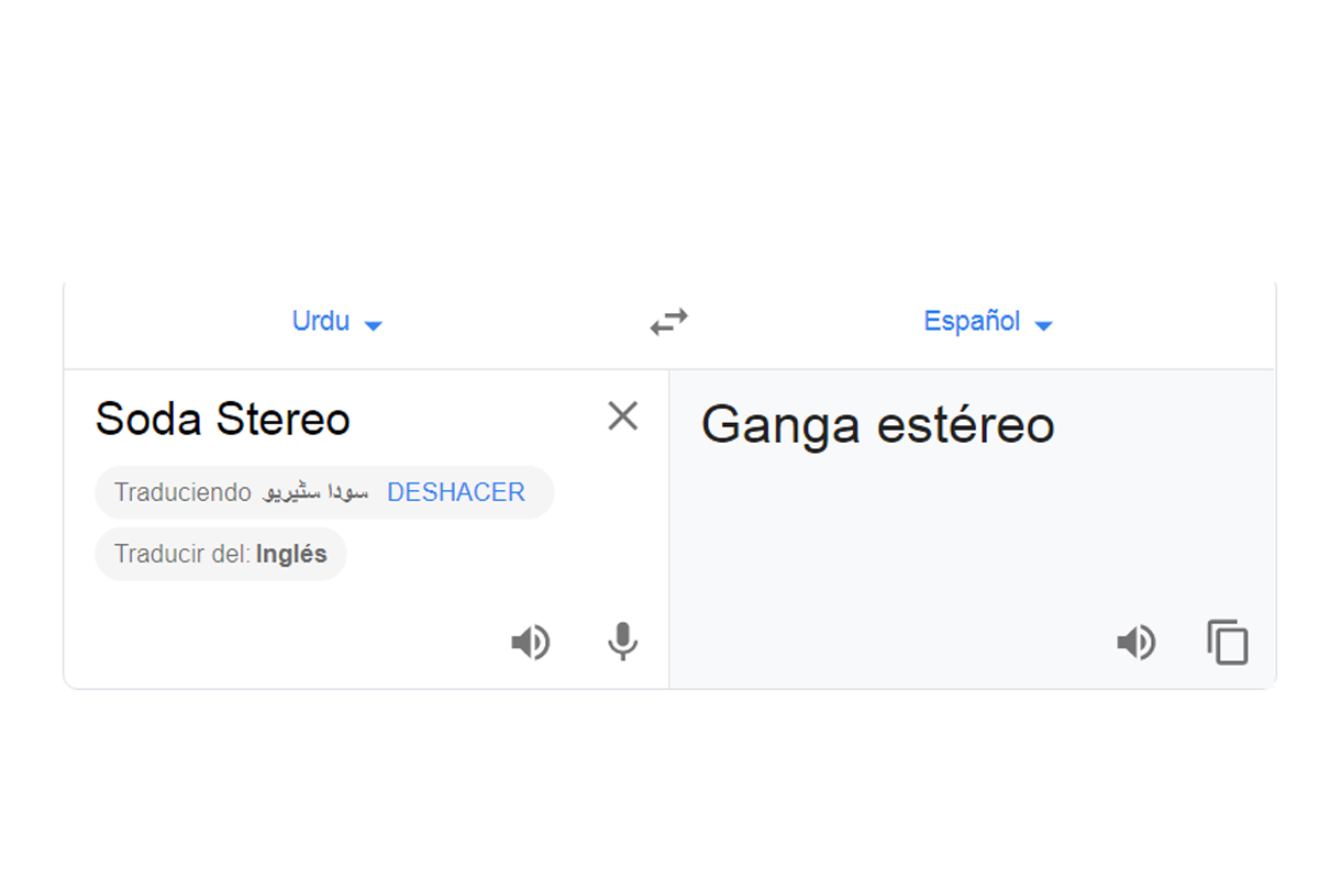 Esto es lo que obtienes al traducir 'Soda Stereo'. (Foto: Captura)