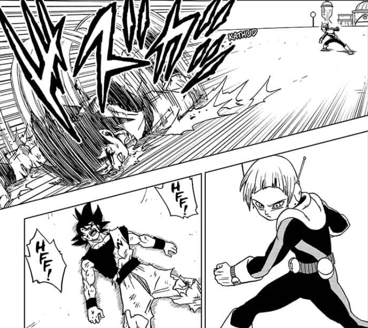 Gokú perdiendo la batalla contra Merus en el último capítulo del manga de Dragon Ball Super (Foto: Shueisha)