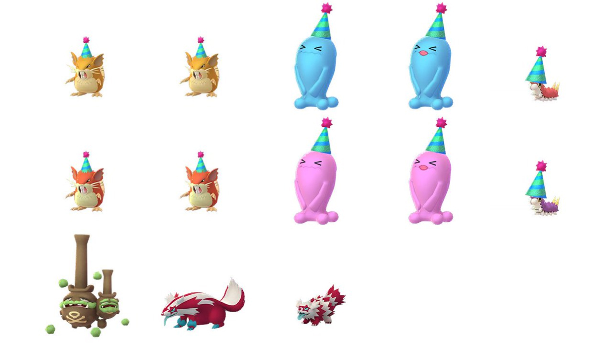Estos son todos los Pokémon que aparecen con gorrita durante el evento de Wrumple por Año Nuevo 2020. (Foto: Nintendo)
